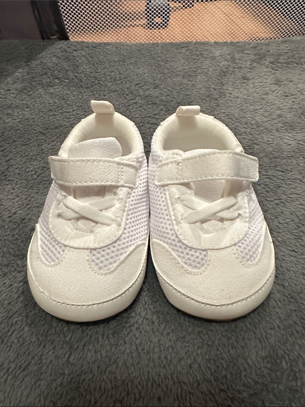 White Infant Athletic Sneakers - Soft Velcro Closure 9-12M- Target